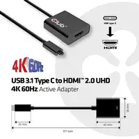 CLUB3D USB 3.1 Type C a HDMI 2.0 UHD 4K 60HZ Adaptador Activo
