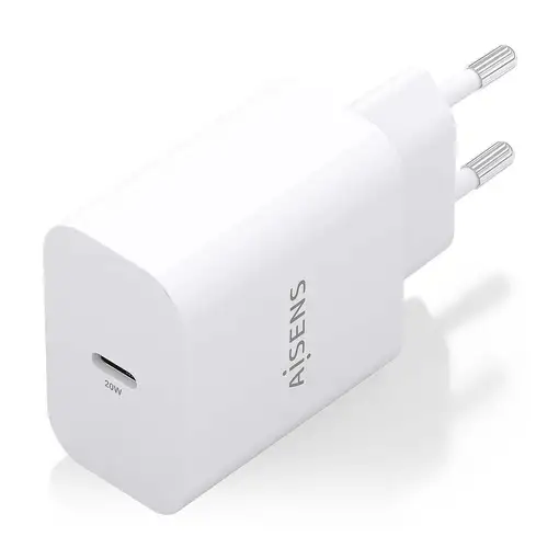 AISENS Cargador GaN 20W, 1xUSB-C PD3.0, Blanco