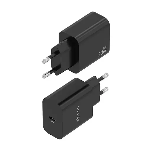 AISENS Cargador GaN 30W, 1xUSB-C PD3.0, Negro