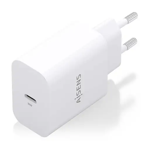 AISENS Cargador GaN 30W, 1xUSB-C PD3.0, Blanco