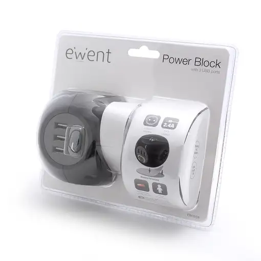 Ewent EW3938 adaptador e inversor de corriente Interior Negro