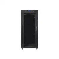 Lanberg free standing rack 19inch cabinet 27U 600x600 glass door LCD flat pack bla