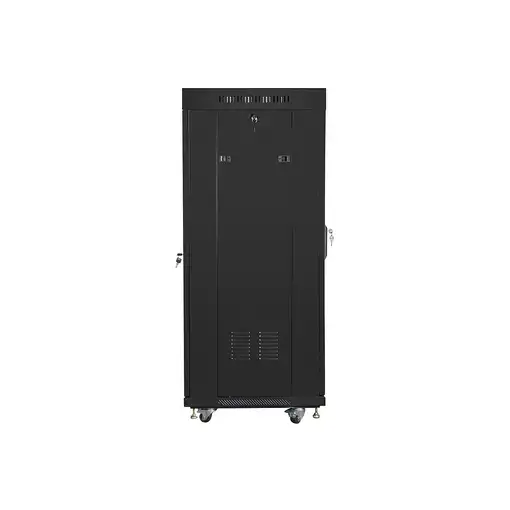 Lanberg free standing rack 19inch cabinet 27U 600x600 glass door LCD flat pack bla