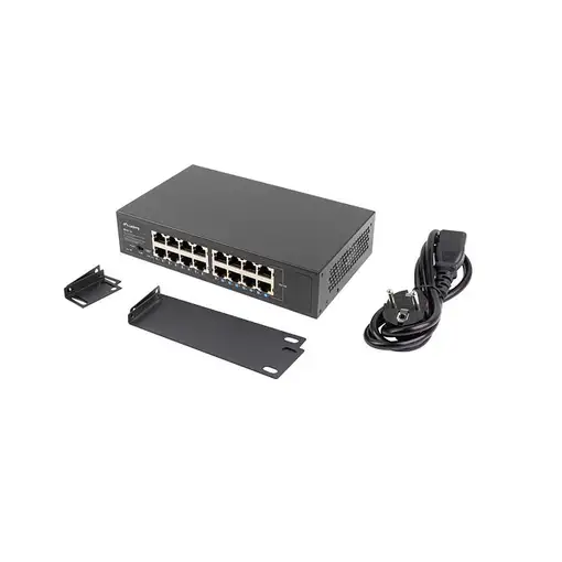 Lanberg RSGE-16 switch No administrado Gigabit Ethernet (10/100/1000) 1U Negro