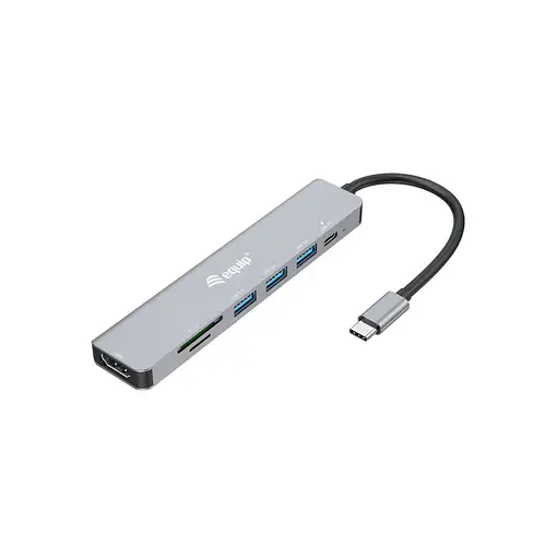 Equip 133494 Adaptador multifunción USB-C 7 en 1, HDMI 4K/60Hz, USB 3.2 Gen1 x 3 ,