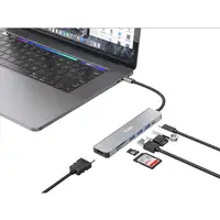 Equip 133494 Adaptador multifunción USB-C 7 en 1, HDMI 4K/60Hz, USB 3.2 Gen1 x 3 ,
