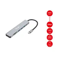 Equip 133494 Adaptador multifunción USB-C 7 en 1, HDMI 4K/60Hz, USB 3.2 Gen1 x 3 ,