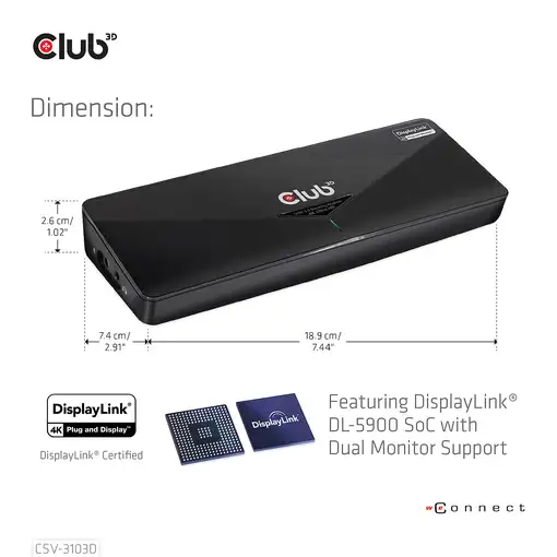 CLUB3D SenseVision USB 3.0 4K UHD Docking Station