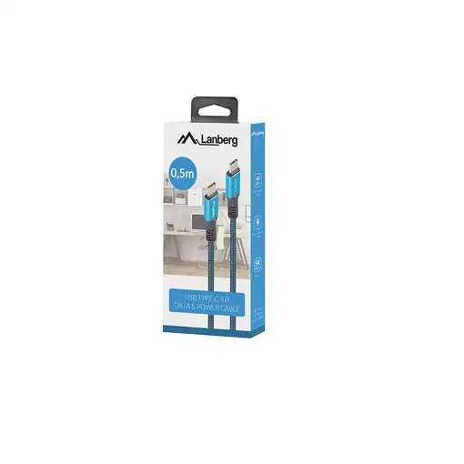 Lanberg CA-CMCM-45CU-0005-BK cable USB USB4 Gen 2x2 0,5 m USB C Negro, Azul