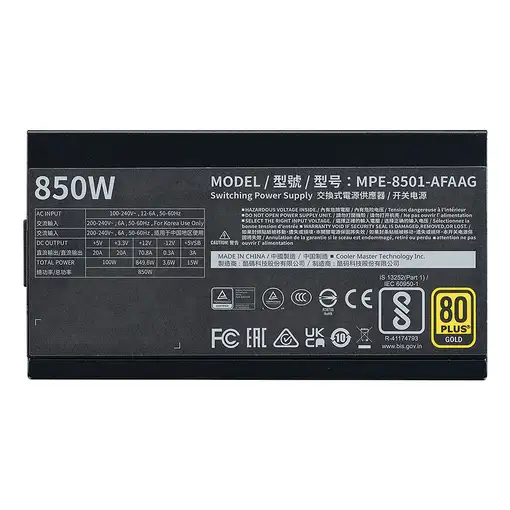 Cooler Master MWE Gold 850 V2 ATX 3.1 unidad de fuente de alimentación 850 W 24-pi