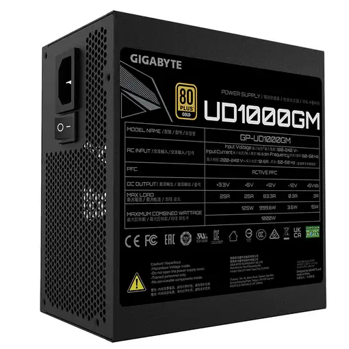 GIGABYTE UD1000GM unidad de fuente de alimentación 1000 W 20+4 pin ATX ATX Negro