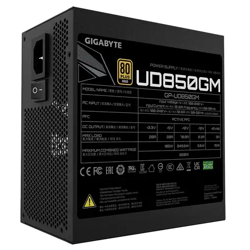 GIGABYTE UD850GM unidad de fuente de alimentación 850 W 20+4 pin ATX ATX Negro