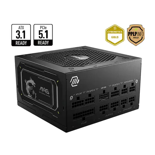 MSI MAG A850GL PCIE5 II unidad de fuente de alimentación 850 W 20+4 pin ATX ATX Ne