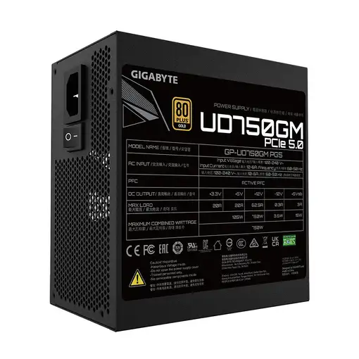 GIGABYTE UD750GM PG5 unidad de fuente de alimentación 750 W 20+4 pin ATX ATX Negro