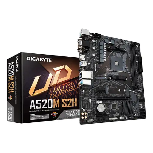 GIGABYTE Placa base A520M S2H - Soporta CPUs AMD Ryzen serie 5000 AM4, VRM digital