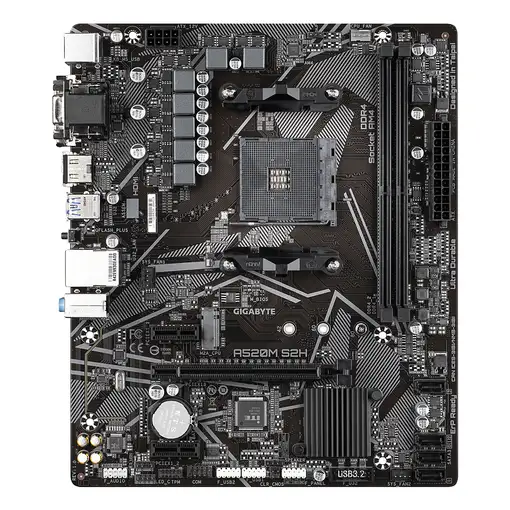 GIGABYTE Placa base A520M S2H - Soporta CPUs AMD Ryzen serie 5000 AM4, VRM digital