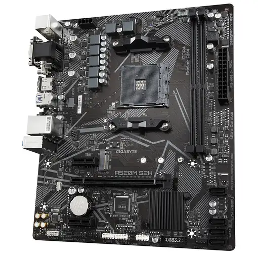 GIGABYTE Placa base A520M S2H - Soporta CPUs AMD Ryzen serie 5000 AM4, VRM digital