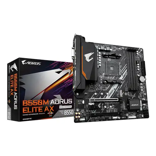 GIGABYTE B550M AORUS ELITE AX Placa base - Procesadores AMD Ryzen 5000, VRM de 5+3