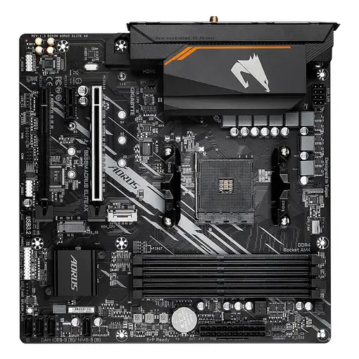 GIGABYTE B550M AORUS ELITE AX Placa base - Procesadores AMD Ryzen 5000, VRM de 5+3