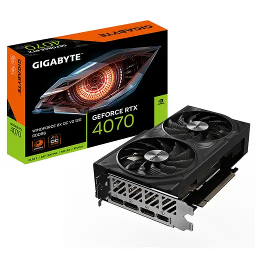 GIGABYTE Tarjeta Gráfica GeForce RTX 4070 WINDFORCE 2X OC V2 12G - 12GB GDDR6, 192