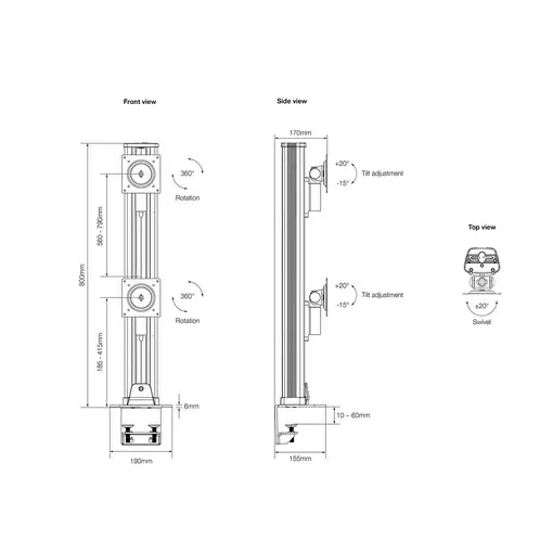 Multibrackets 0556 soporte para monitor 127 cm (50") Escritorio Negro