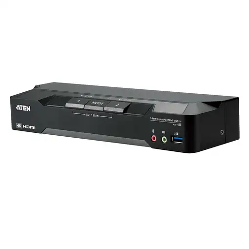 ATEN Matriz de vídeo en formato compacto KVM DisplayPort 4K dual display de 2 puer