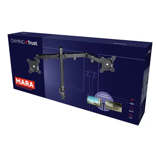 Trust GXT 1120 Mara Dual Monitor Arm 81,3 cm (32") Escritorio Negro