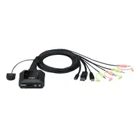 ATEN Switch KVM en formato cable híbrido DisplayPort de 2 puertos USB-C