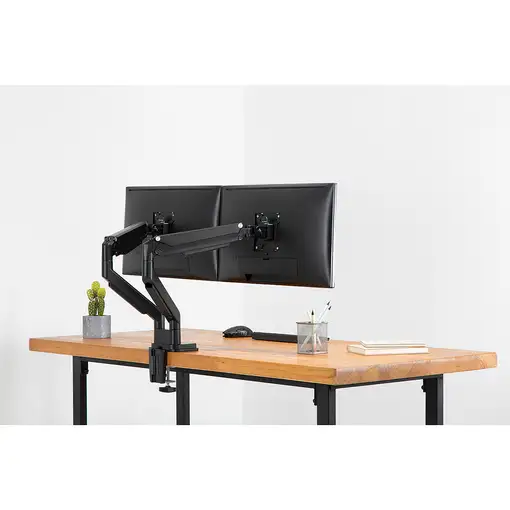 Digitus Soporte de monitor universal doble con muelle neumático y fijación a presi