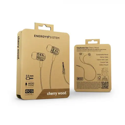 Energy Sistem Eco Cherry Wood Auriculares Alámbrico Dentro de oído Música Madera