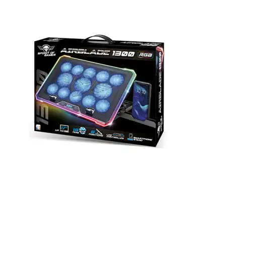 Spirit of Gamer AIRBLADE 1300 RGB almohadilla fría 43,2 cm (17") Negro