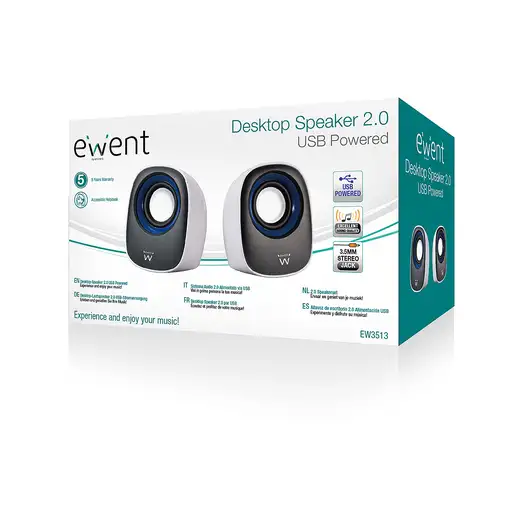 Ewent EW3513 altavoz De 1 vía Negro, Azul, Blanco Alámbrico 5 W