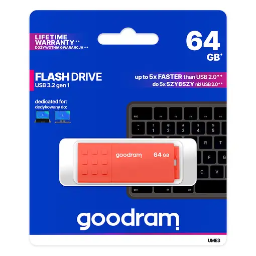 Goodram UME3 unidad flash USB 64 GB USB tipo A 3.2 Gen 1 (3.1 Gen 1) Naranja