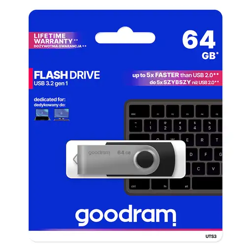 Goodram UTS3 unidad flash USB 64 GB USB tipo A 3.2 Gen 1 (3.1 Gen 1) Negro