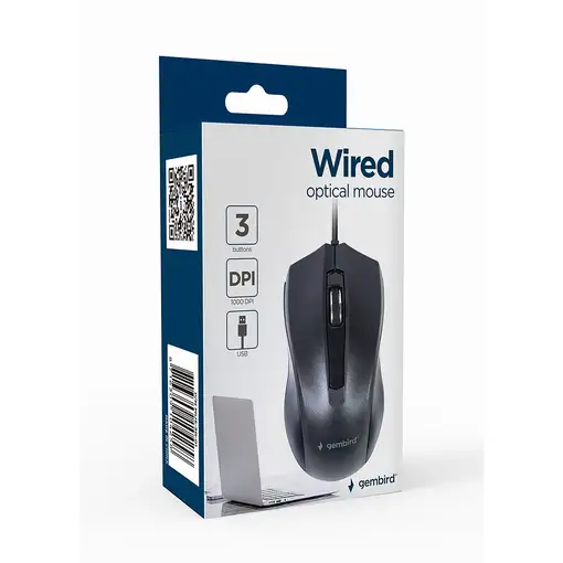 Gembird MUS-3B-01 ratón Oficina Ambidextro USB tipo A Óptico 1000 DPI