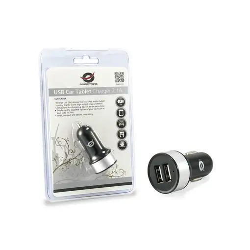 Conceptronic CUSBCAR2A cargador de dispositivo móvil Tableta Plata Encendedor de c