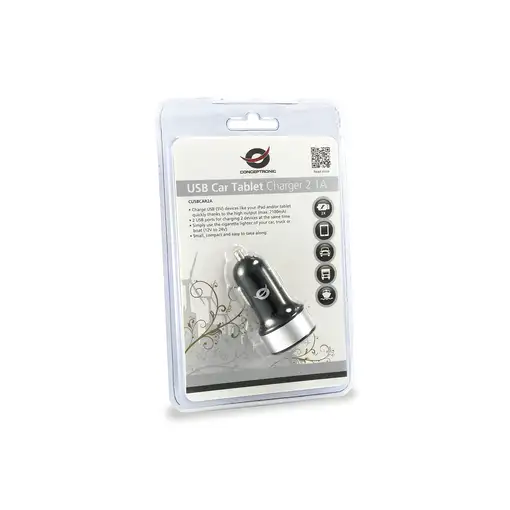 Conceptronic CUSBCAR2A cargador de dispositivo móvil Tableta Plata Encendedor de c