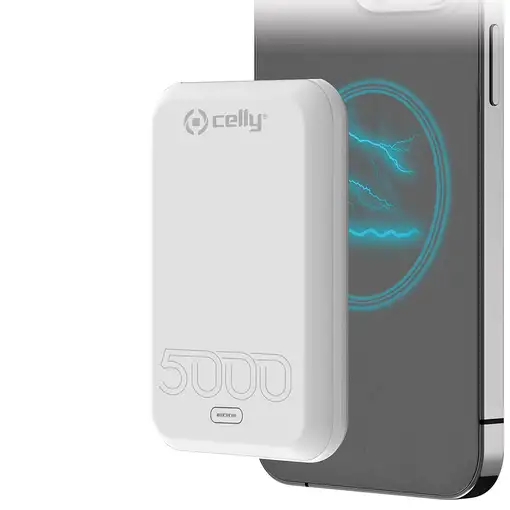 Celly MAGPB5000EVOWH batería externa 5000 mAh Cargador inalámbrico Blanco
