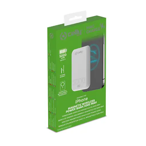 Celly MAGPB5000EVOWH batería externa 5000 mAh Cargador inalámbrico Blanco