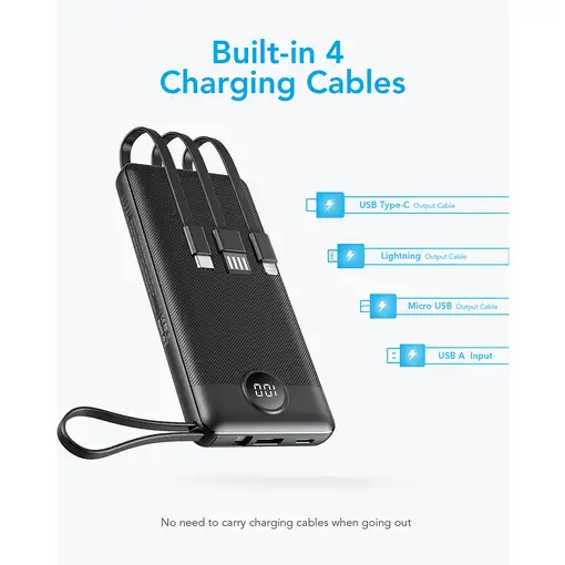 VEGER C10 VG-W1116 PowerBank 10000mAh with cables bulit-in