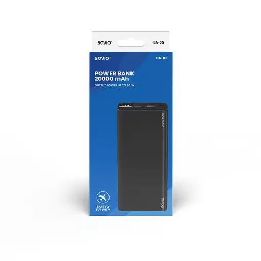 Savio power bank BA-05 20000 mAh czarny Polímero de litio Negro