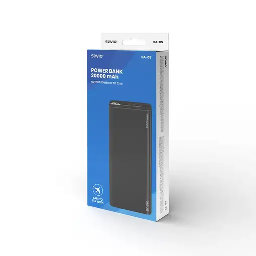 Savio power bank BA-05 20000 mAh czarny Polímero de litio Negro