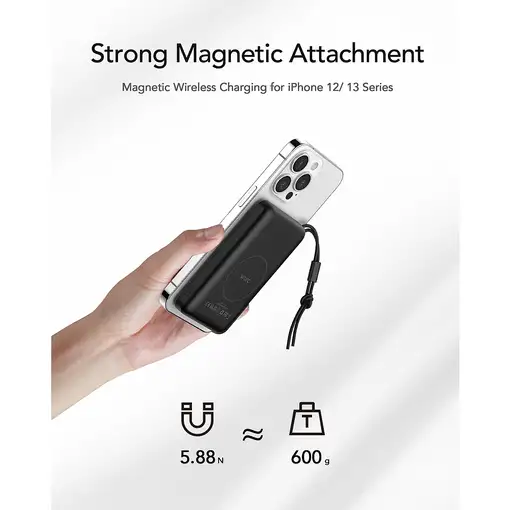 VEGER MagOn W1151-B 10000mAh powerbank Magnetic Wireless PD20W