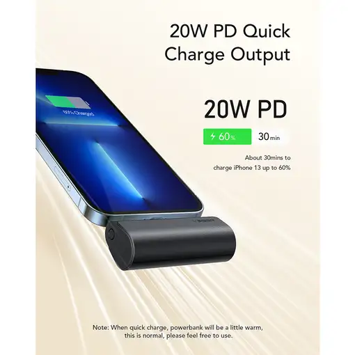 VEGER PlugOn-L VG-W0556P PowerBank plug-on 5000mah PD20W Lightning connector built