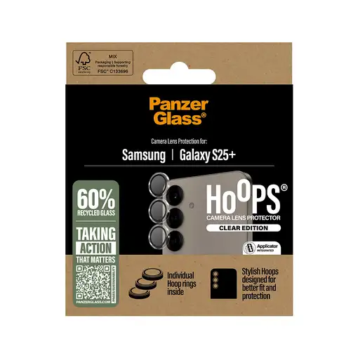 PanzerGlass ® Hoops® Transparent Camera Lens Protector Samsung Galaxy S25+ Protect