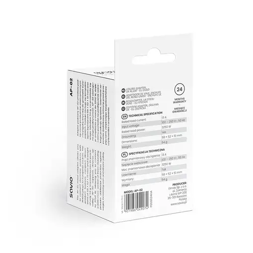 Savio AP-02 adaptador e inversor de corriente Universal 3250 W Blanco