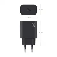 AISENS Cargador GaN 20W, 1xUSB-C PD3.0, Negro