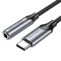 Vention Adaptador Audio BGMHA/ Jack 3.5 Hembra - USB Tipo-C Macho/ 10cm/ Gris