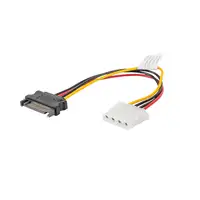 Lanberg CA-SAHD-10CU-0015 cable de SATA 0,15 m Molex (4-pin) SATA de 15 pines Negr