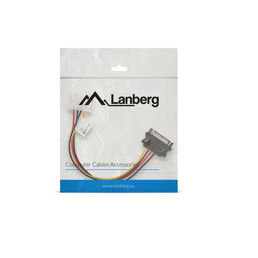 Lanberg CA-SAHD-10CU-0015 cable de SATA 0,15 m Molex (4-pin) SATA de 15 pines Negr